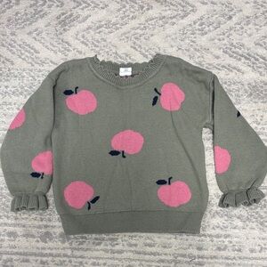 GAP Green Sweater with Pink Apple Design